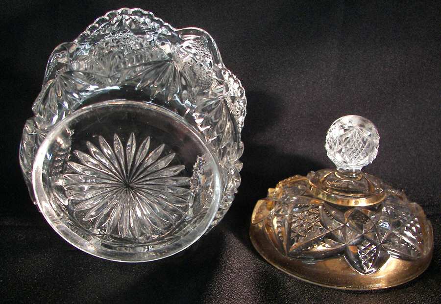 Pennsylvania Clear (Gold Trim) Sugar Bowl & Lid by US Glass-1