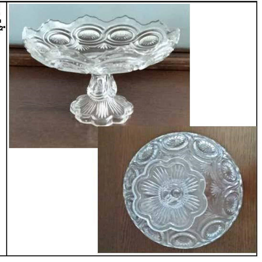 Star in Bull's Eye Clear Round Compote (Height X Width) by US Glass-1