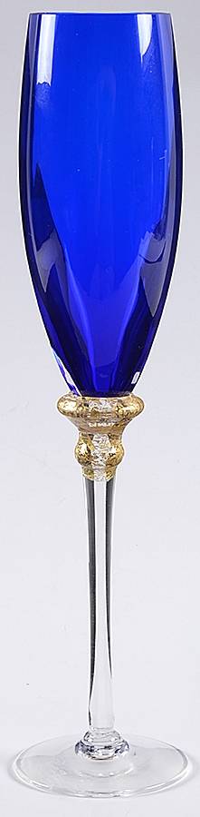 Sienna Crystal (Gold) Cobalt Blue Fluted Champagne by Union Street-1