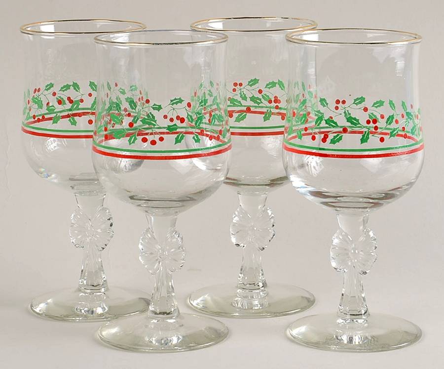 Christmas Collection Water Goblet - Set of 4 by Arby's Glassware-1