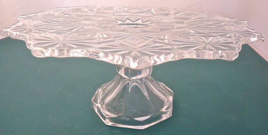 Shoshone Clear Round Cake Stand by US Glass-1