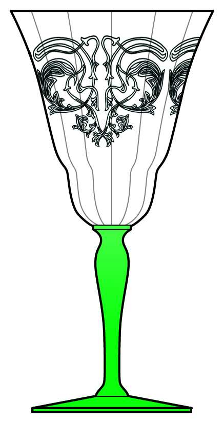 UNK314 Green Stem Water Goblet by Unknown Manufacturer-1
