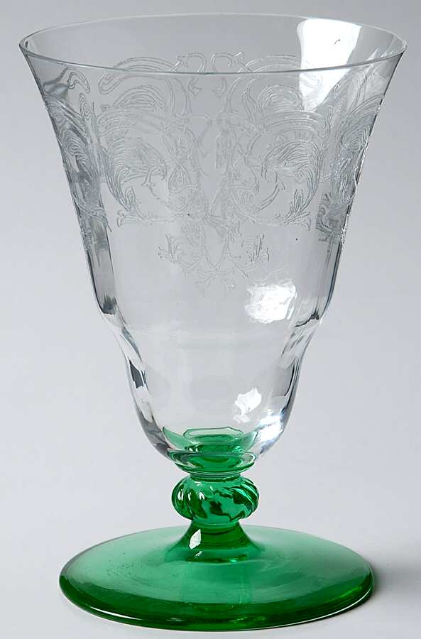 UNK314 Green Stem Footed Tumbler by Unknown Manufacturer-1