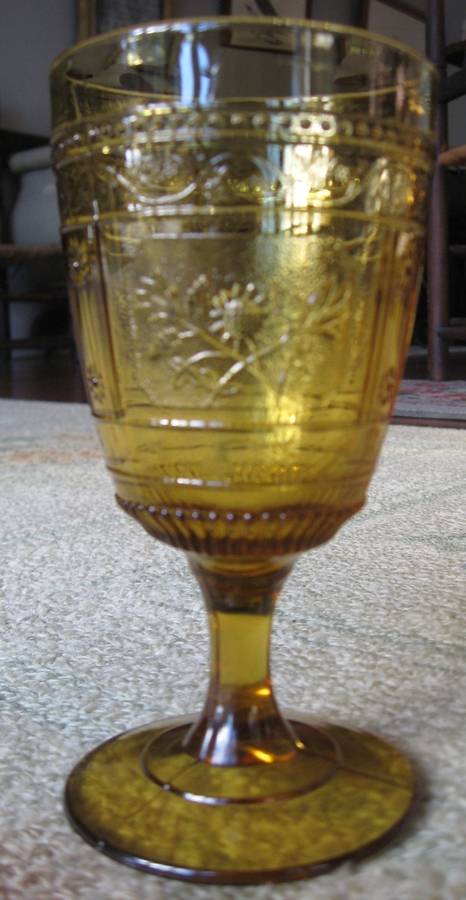 Willow Oak Amber Water Goblet by US Glass-1