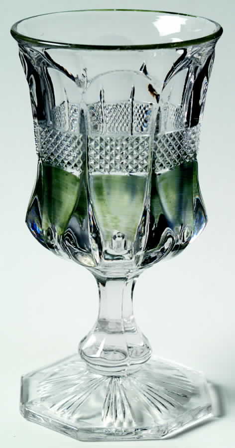 Banded Portland Green Water Goblet by US Glass-1