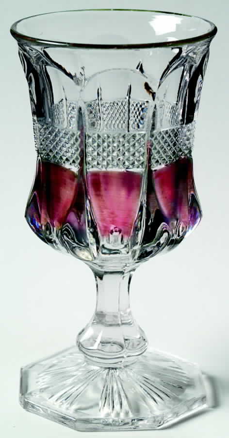 Banded Portland Ruby Flash Water Goblet by US Glass-1