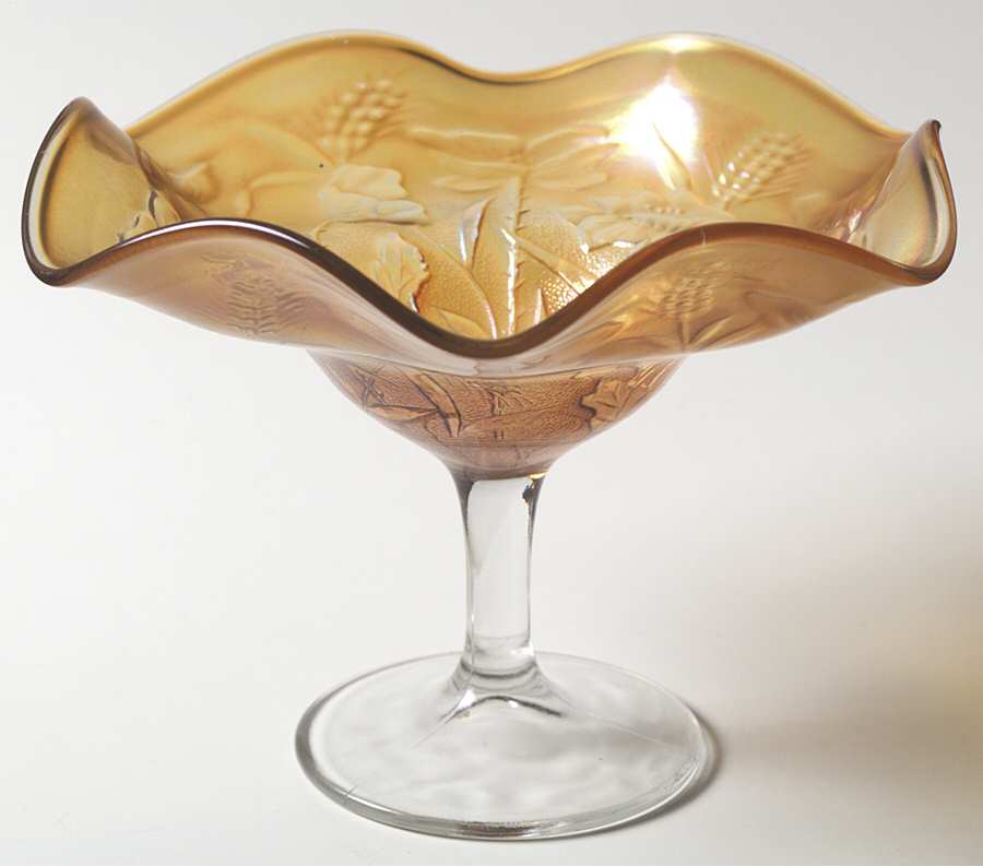Harvest Poppy Marigold Ruffled Compote by Northwood-1