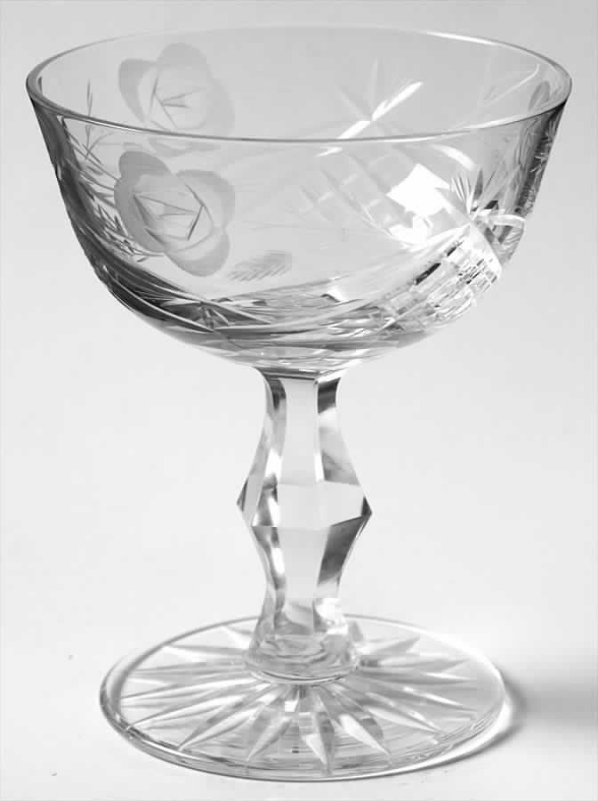 Unk1174 (Starburst Cut Foot) Champagne/Tall Sherbet by Unknown Manufacturer-1
