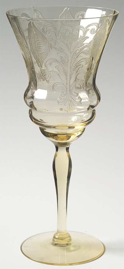 Bellflower-Yellow (Stem #GLL1) Water Goblet by Glastonbury - Lotus-1