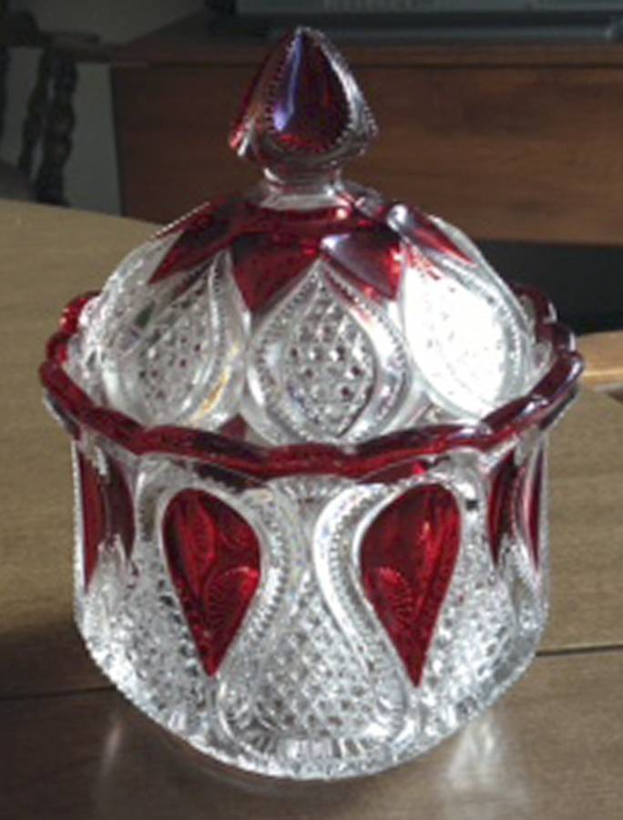 New Jersey Ruby Flash Sugar Bowl & Lid by US Glass-1