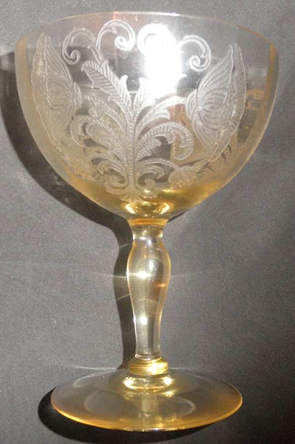 Bellflower Yellow (Stem #66) Champagne/Tall Sherbet by Glastonbury - Lotus-1