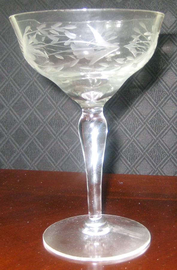 UNK201 Reverse Cut Champagne/Tall Sherbet by Unknown Manufacturer-1