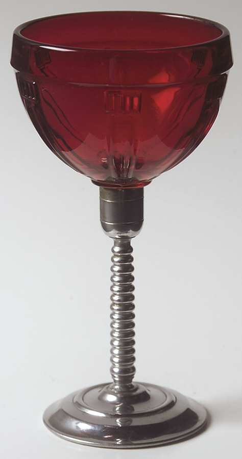 UNK1325 Crystal Bowl Metal Stem Liquor Cocktail by Unknown Manufacturer-1