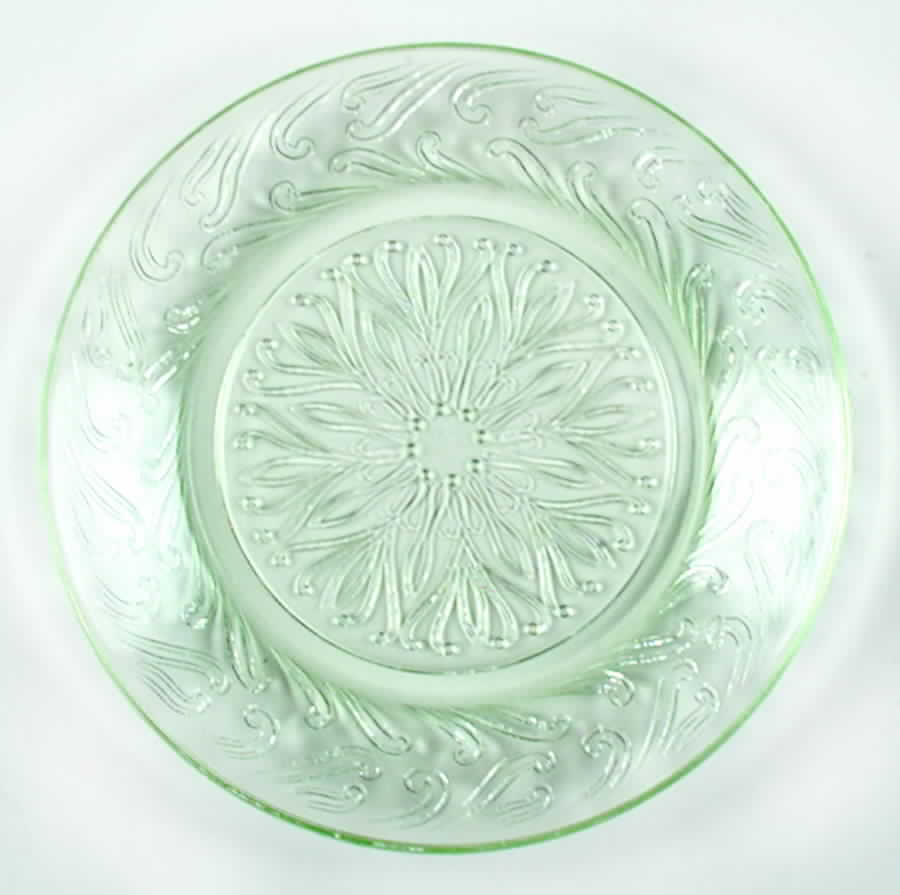 Scroll Green Bread & Butter Plate by US Glass-1