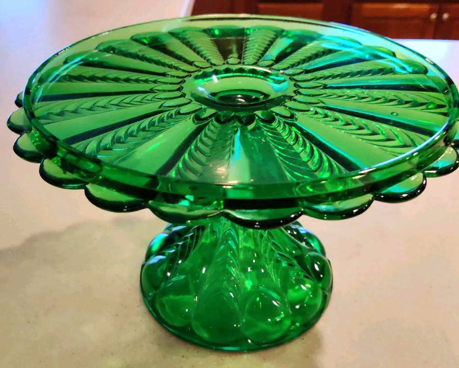 Florida Green Round Cake Stand by US Glass-1