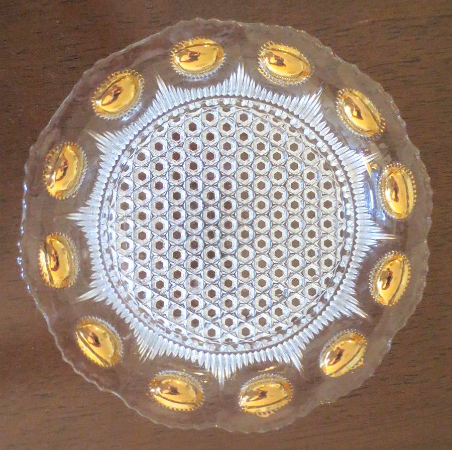 Manhattan Clear (Gold Dots) Bread & Butter Plate by US Glass-1