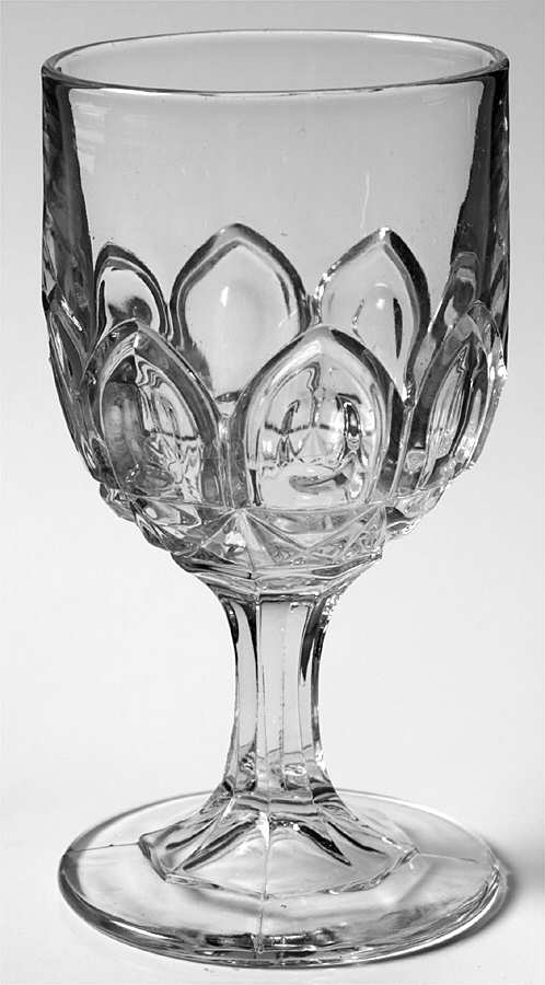 Recessed Ovals with Block Band Water Goblet by Unknown Manufacturer-1