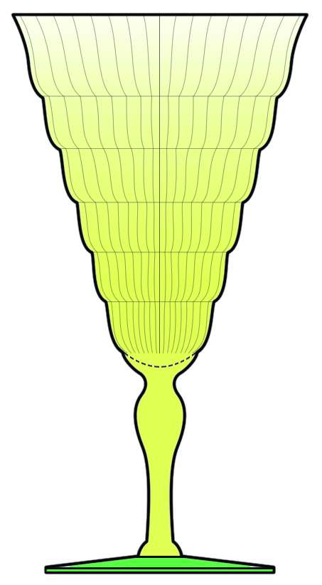 Mandalay Dine Vaseline and Green Water Goblet by Utility Glass-1
