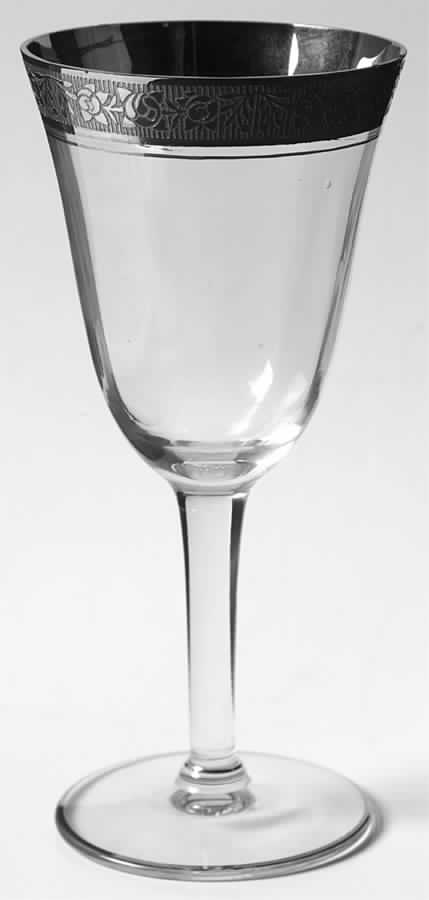 Rambler Rose Clear (Stem 14196, Platinum Encrusted) Water Goblet by Tiffin-Franciscan-1