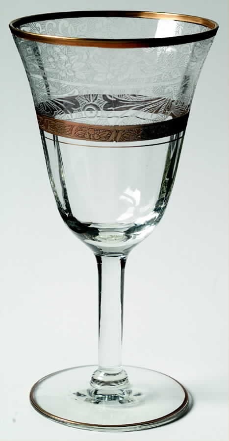 UNK1683 Narrow Gold Band Water Goblet by Unknown Manufacturer-1