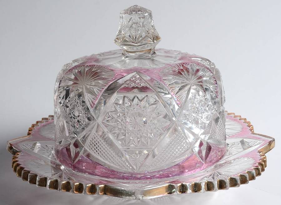 U.S. Regal Ruby Flash Round Covered Butter by US Glass-1