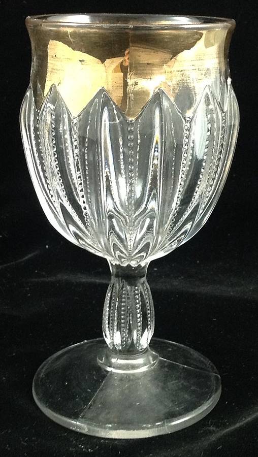 Prism Column Clear (Gold Trim) Water Goblet by US Glass-1