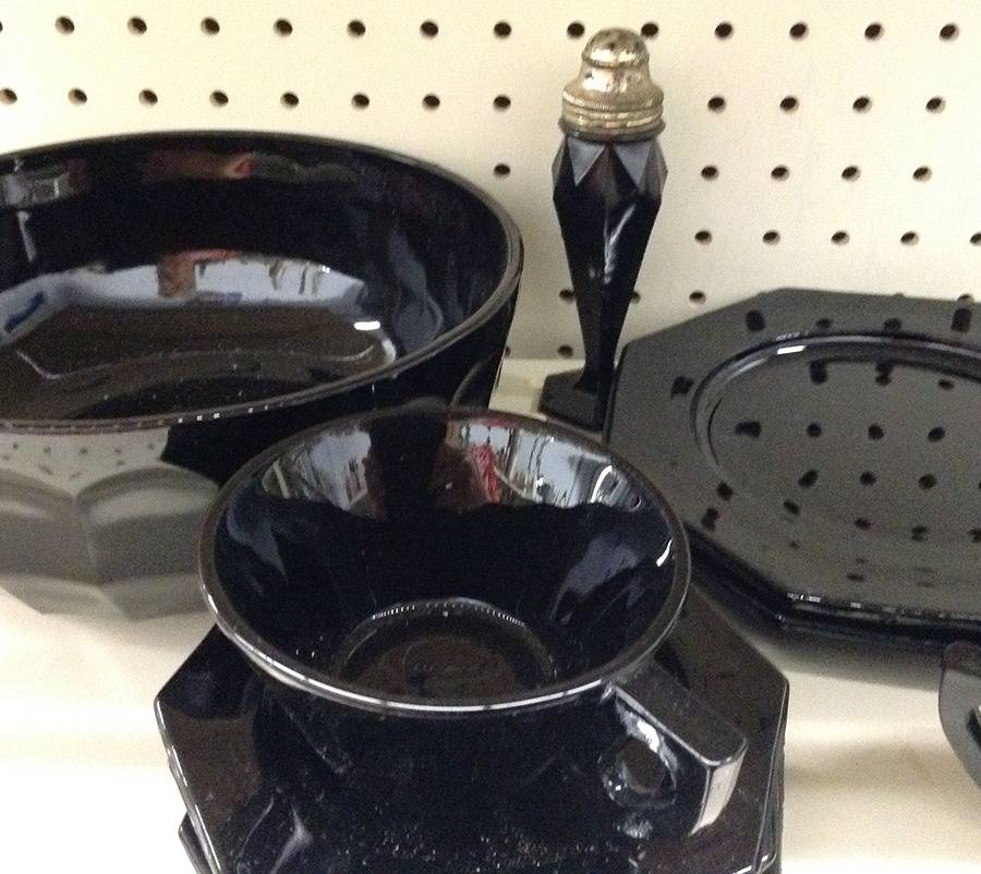 Scroll Black Cup & Saucer Set by US Glass-1