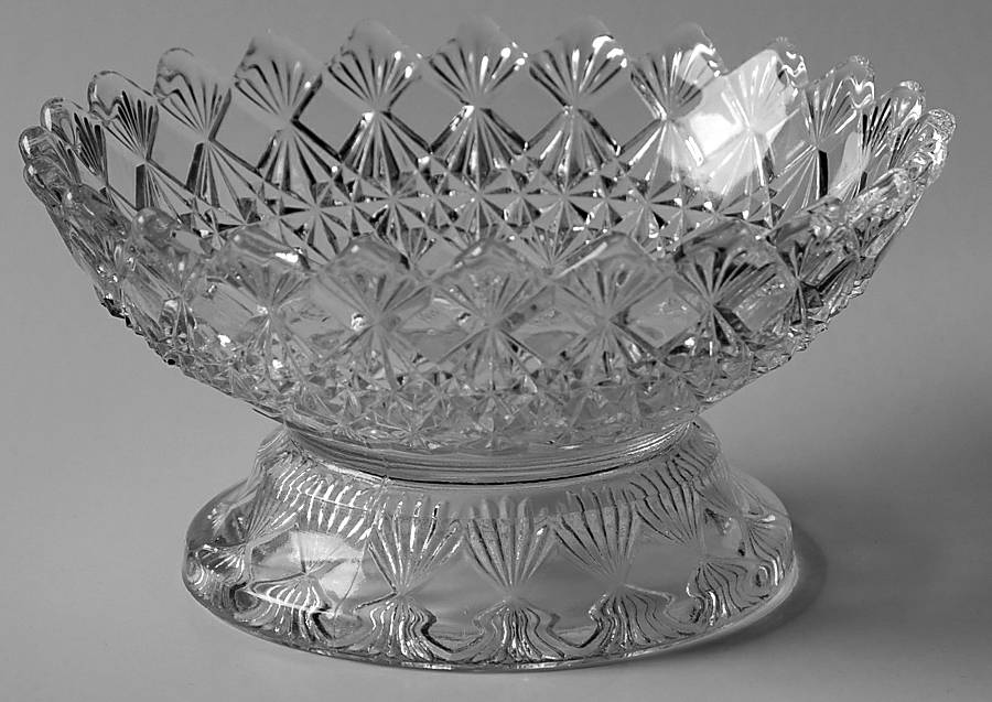 Fine Cut and Block Clear Footed Sauce Dish by US Glass-1