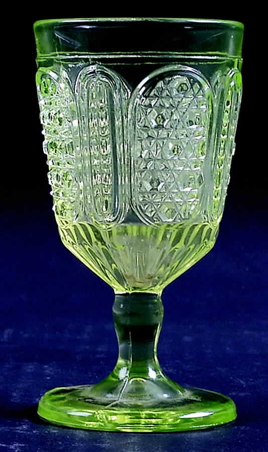 Fine Cut and Panel Vaseline Wine Glass by US Glass-1