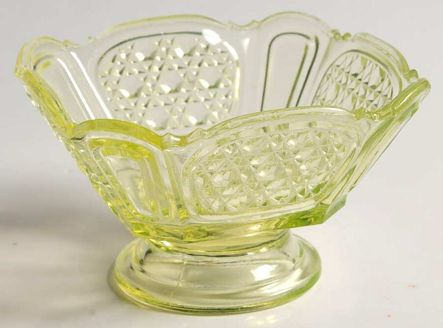 Fine Cut and Panel Vaseline Sauce Dish by US Glass-1