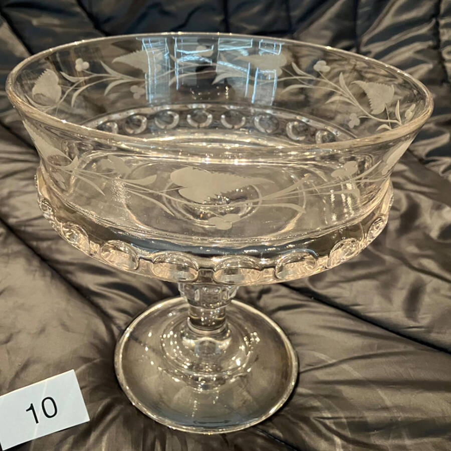 Dakota Cut Fern Berries Round Compote (Height X Width) by US Glass-1