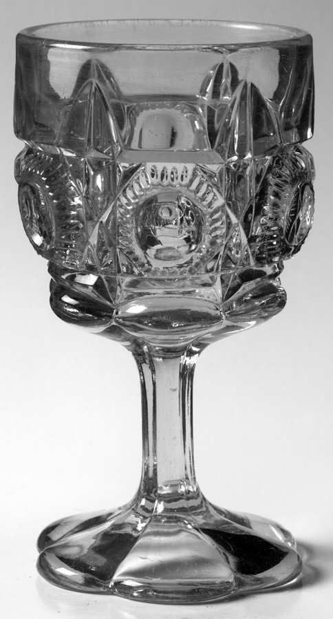 Bull's Eye and Daisy Clear Water Goblet by US Glass-1