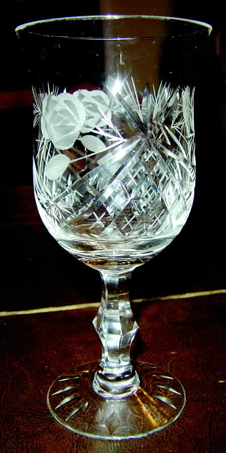 Unk1174c (Radiating Cut Foot) Water Goblet by Unknown Manufacturer-1