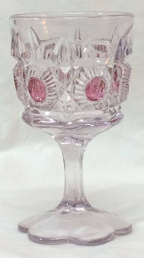 Bull's Eye and Daisy Ruby Flash (No Trim) Wine Glass by US Glass-1
