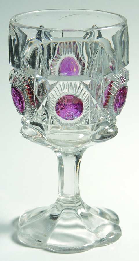 Bull's Eye and Daisy Ruby Flash (No Trim) Water Goblet by US Glass-1