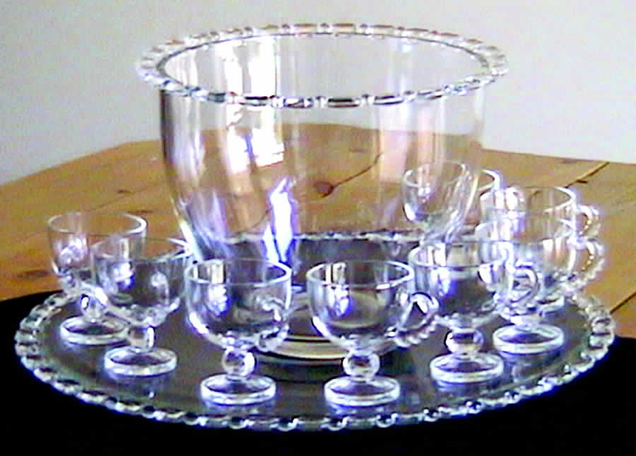 Baguette (14 Piece) Punch Set (Bowl, Underplate, 12 Cups) by Indiana Glass-1