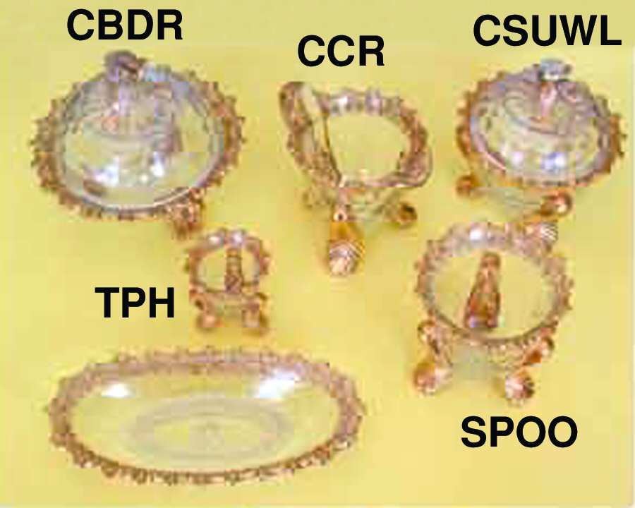 Honeycomb with Flower Clear (Gold Trim) Round Covered Butter by US Glass-1