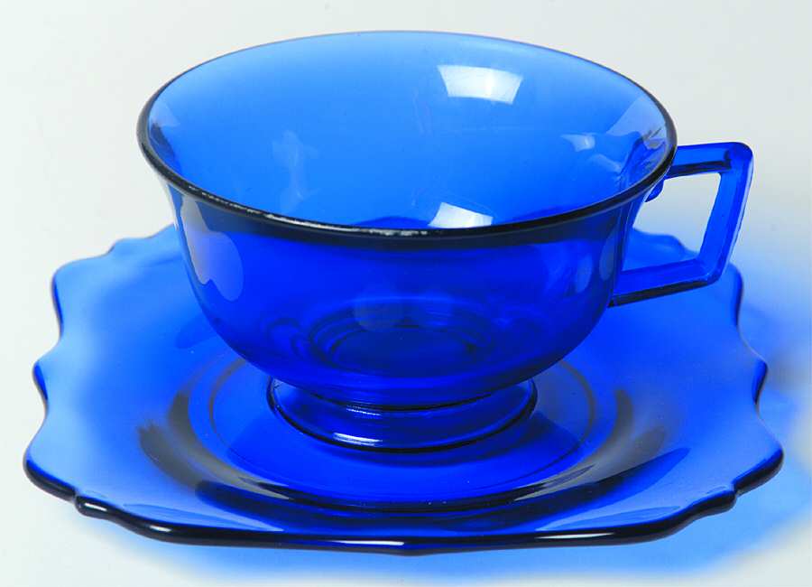 UNK2582 Cobalt Blue Cup & Saucer Set by Unknown Manufacturer-1