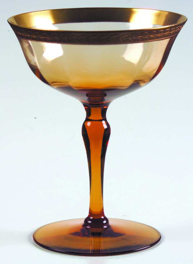 Laurel - Amber (Unknown Stem) Champagne/Tall Sherbet by Tiffin-Franciscan-1