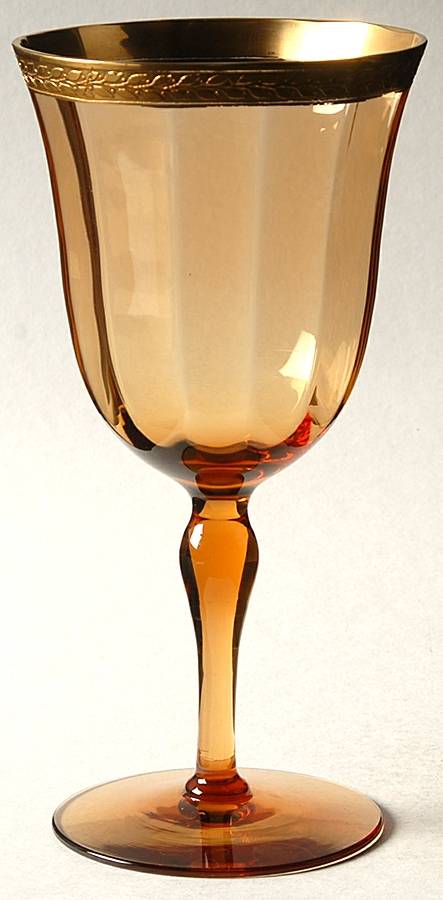 Laurel - Amber (Unknown Stem) Water Goblet by Tiffin-Franciscan-1