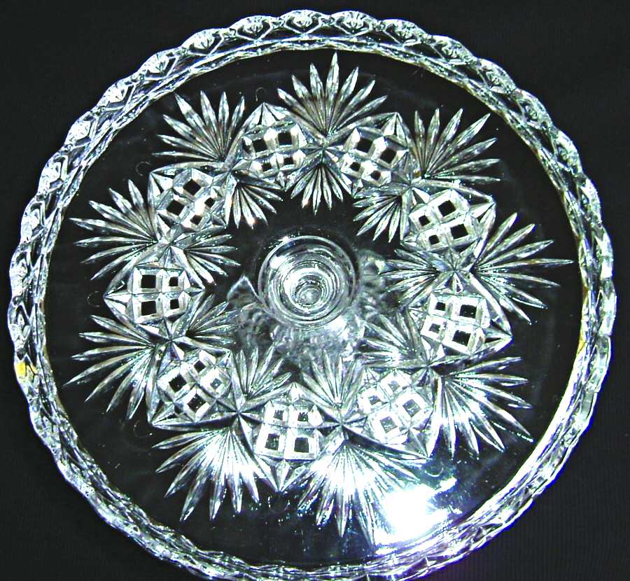 U.S. Shell Clear Footed Cake Plate by US Glass-1