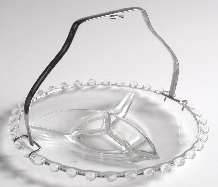 BOC2274 Clear 7" Round 3 Part Relish with Metal Handle by Bohemia Crystal-Crystalex-1
