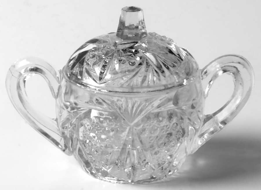 Heart Plume Child's Sugar Bowl & Lid by US Glass-1