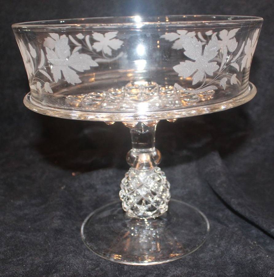 Pavonia Engraved 1 Round Compote (Height X Width) by US Glass-1