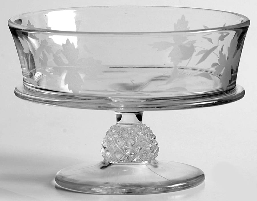 Pavonia Engraved 1 Footed Dessert by US Glass-1