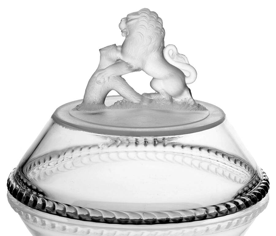 Lion 14" Tall Compote & Lid by Unknown Manufacturer-1