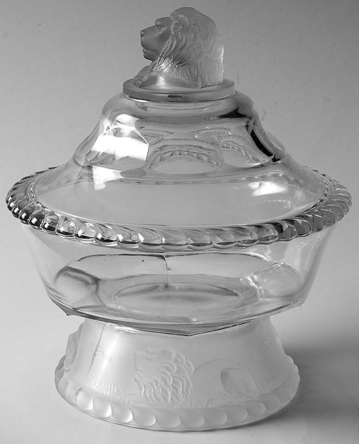 Lion 6" Compote & Lid by Unknown Manufacturer-1