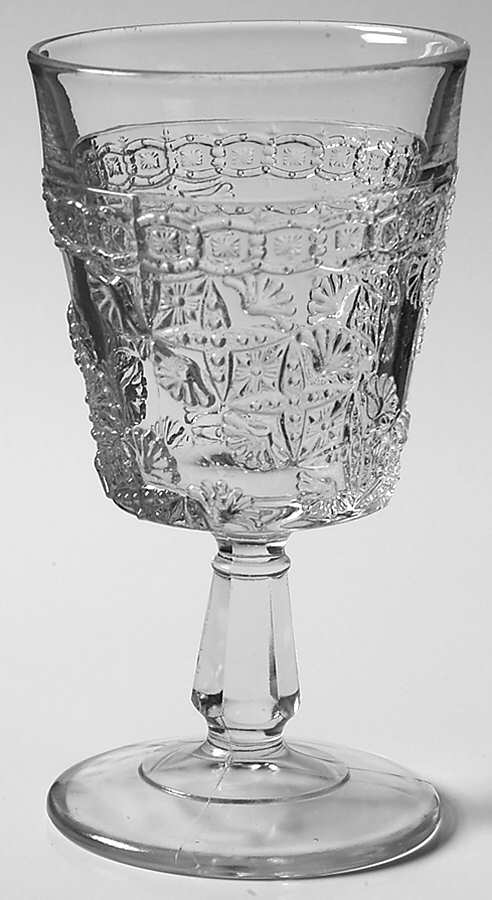 Diagonal Band Clear Water Goblet by Unknown Manufacturer-1