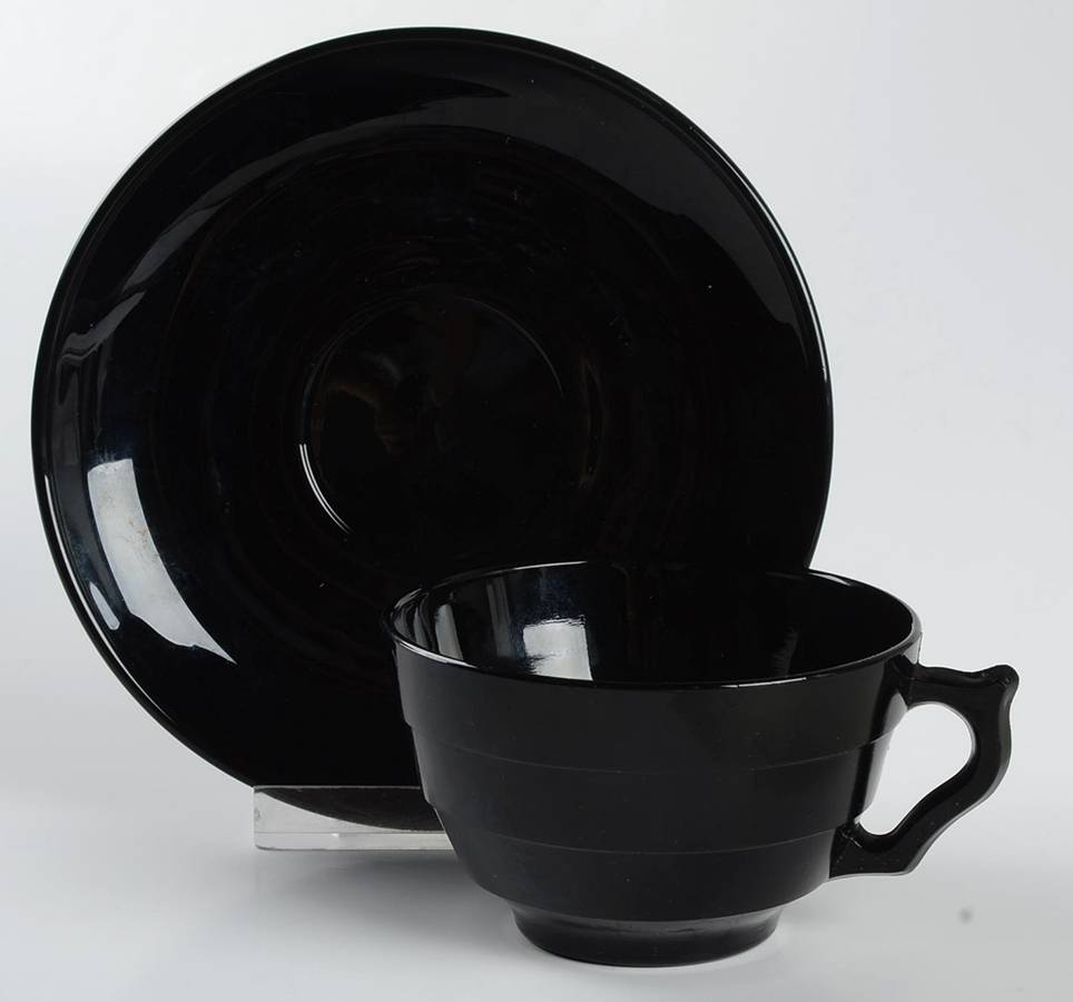 UNK3441 Black Cup & Saucer Set by Unknown Manufacturer-1