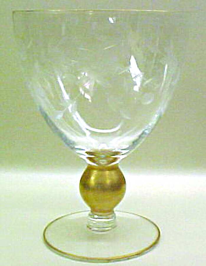 UNK102 Clear (Gold Trim) Water Goblet by Unknown Manufacturer-1